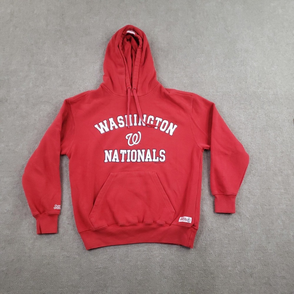 Washington Nationals Hoodie Mens Medium Red MLB Baseball Stitches‎ Crewneck